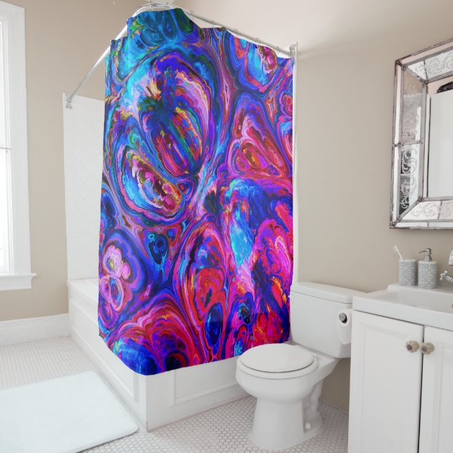 Rideaux De Douche Peintures à teintes pourpres modernes (En situation)
