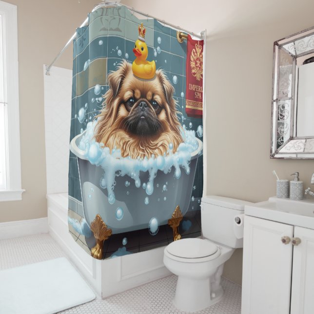 Rideaux De Douche Pekingese Sloppy Sleepy mignonne drôle (En situation)