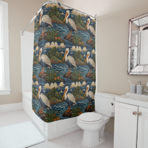 Rideaux De Douche Pélican de mer blanc vintage