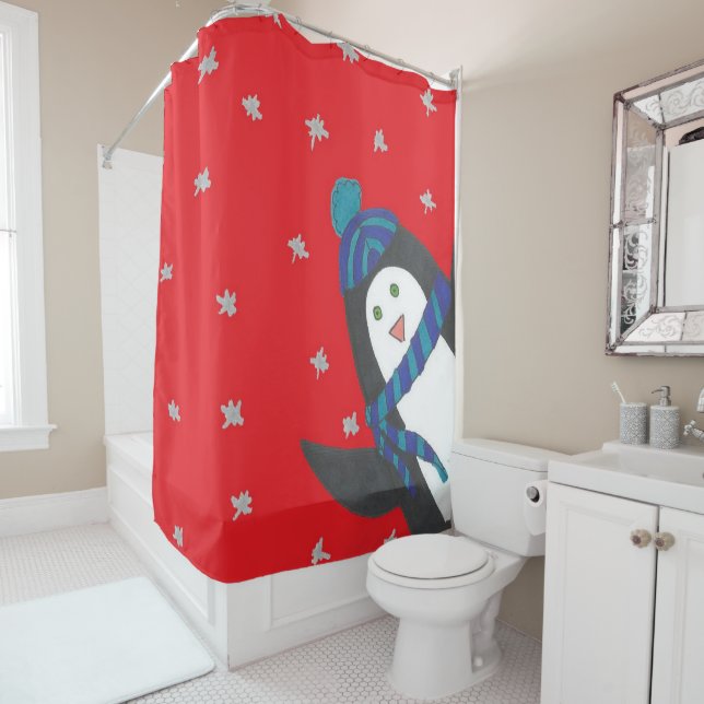 Rideaux De Douche Penguin d'hiver (En situation)