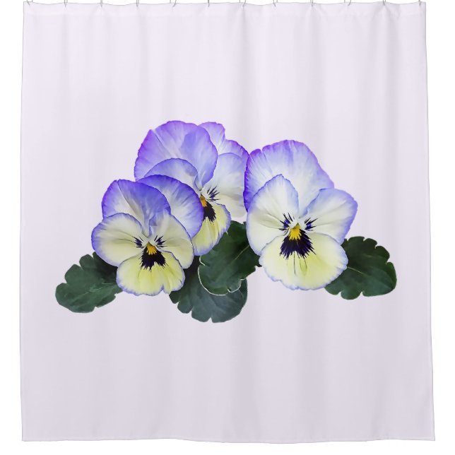 Rideaux De Douche Pensées violettes et crème (Devant)