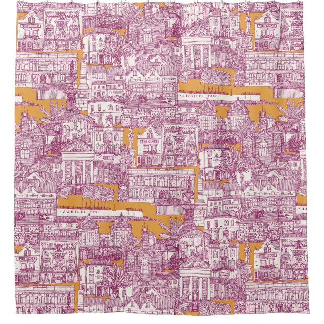 Rideaux De Douche Penzance toile fuchsia clémentine (Devant)