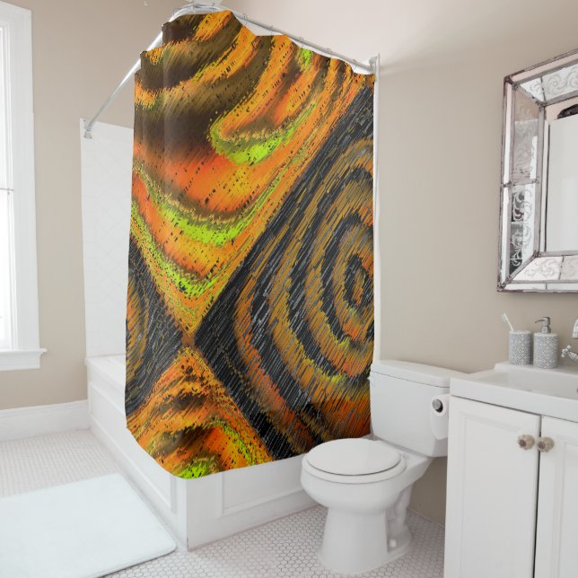 Rideaux De Douche Pequeno mosaico amarelado transversal e deformado (En situation)