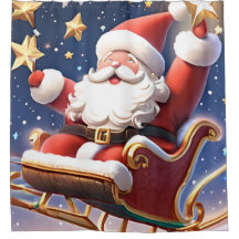 Père Noël avec son traîneau volant parmi les étoil