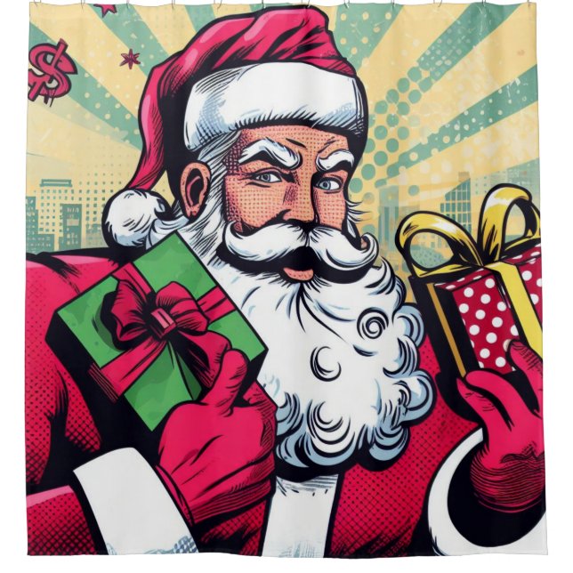 Rideaux De Douche Père Noël de bande dessinée/Noël  (Devant)