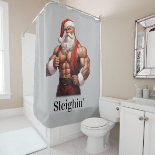 Rideaux De Douche Père Noël musclé à la salle de sport