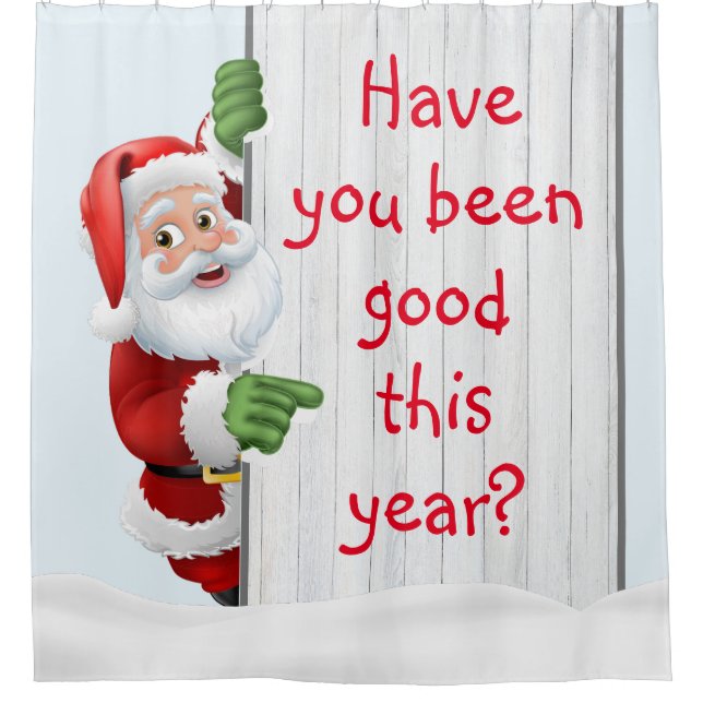 Rideaux De Douche Père Noël personnalisée dans la neige (Devant)