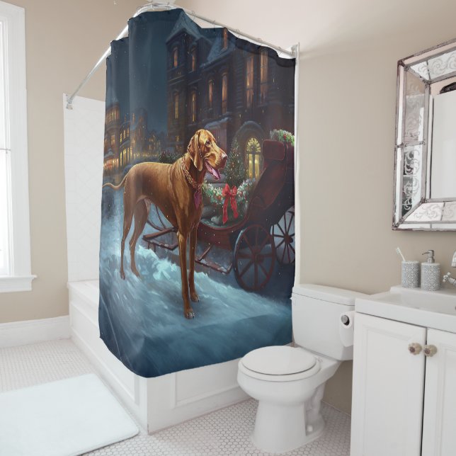 Rideaux De Douche Période de fêtes de Noël du Vizsla (En situation)