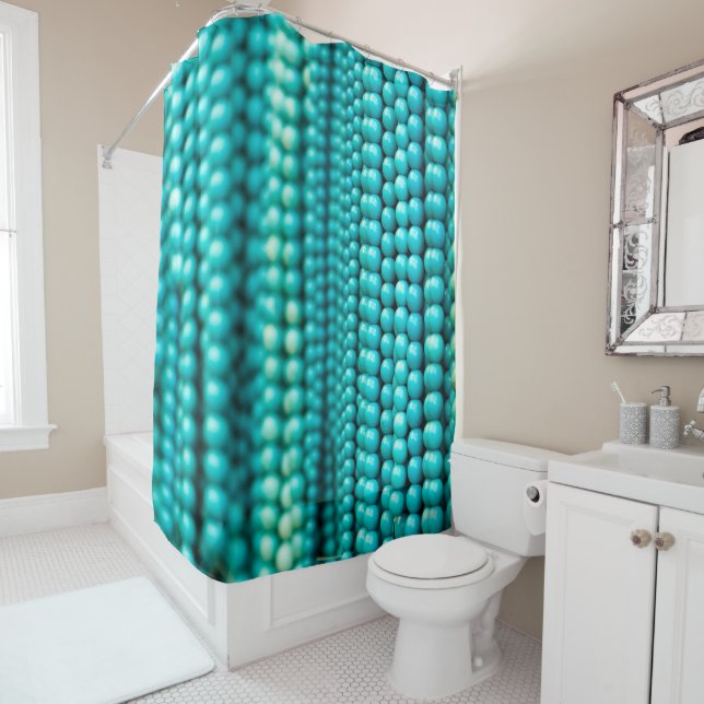Rideaux De Douche Perles turquoise (En situation)