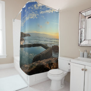 Rideaux De Douche Perranporth, piscine en Cornouailles au coucher du