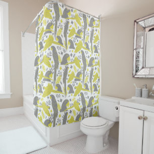 Rideaux De Douche Perroquet à ara gris jaune Dessin Motif tropical