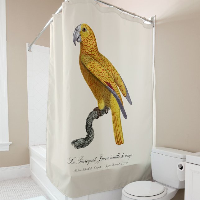 Rideaux De Douche Perroquet de Paradis de Cuba, Psittacus Paradisi (Le Perroquet Jaune ecaille de rouge. Shower Curtain)