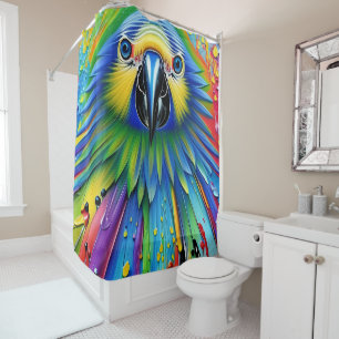 Rideaux De Douche Perroquet de peinture colorée étonnante