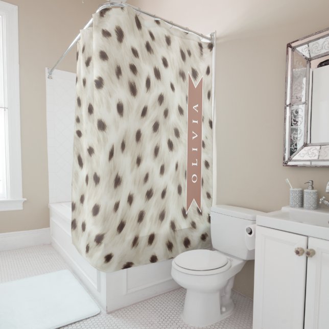 Rideaux De Douche Personalized Chic Neutral Leopard Animal Print (En situation)