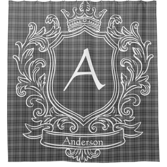 Rideaux De Douche Personalized Gray Tartan Plaid Shower Curtain (Devant)