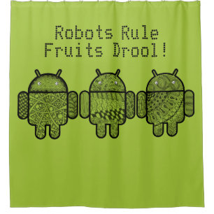 Rideaux De Douche Personnalisable Green Open Source Geeky Robots