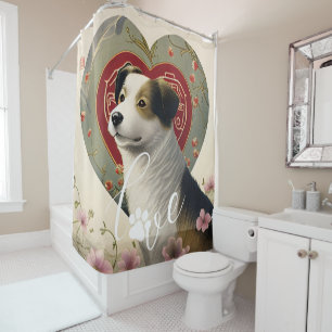 Rideaux De Douche Personnalisé Aimer le chien Empreinte de patte Coe