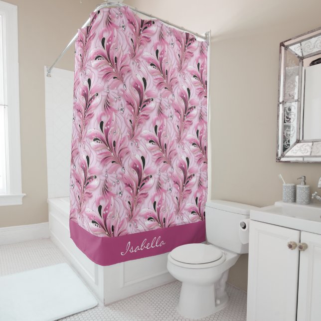 Rideaux De Douche Personnalisé Chic rose glam Motif de luxe (En situation)