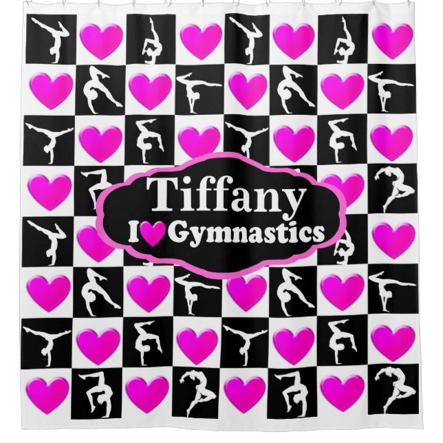 RIDEAUX DE DOUCHE PERSONNALISÉ J'AIME GYMNASTICS DOUCHE CURTAIN (Devant)