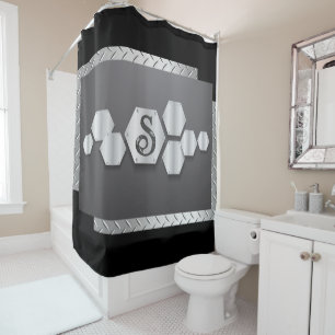 Rideaux De Douche Personnaliser le métal noir et argent