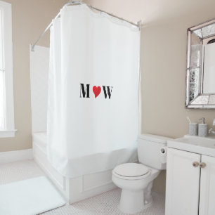 Rideaux De Douche Personnaliser les initiales du couple A aime B cœu