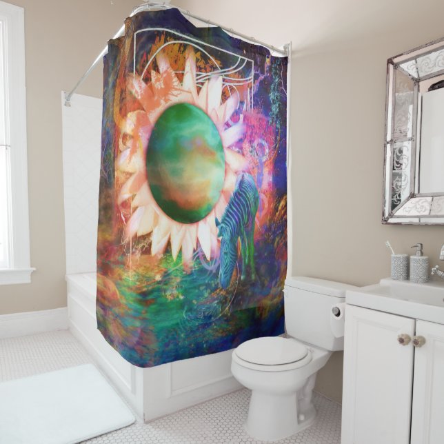 RIDEAUX DE DOUCHE PERSPECTIVE DU SPECTRE ZEBRA (En situation)