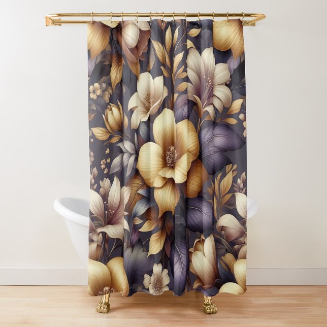 Rideaux De Douche Pétales ensoleillés Fleur violet (Créateur téléchargé)