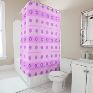 Rideaux De Douche Petit Motif de fleurs rose et violet