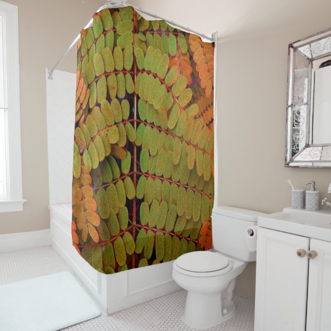 Rideaux De Douche Petit Motif Feuille (En situation)