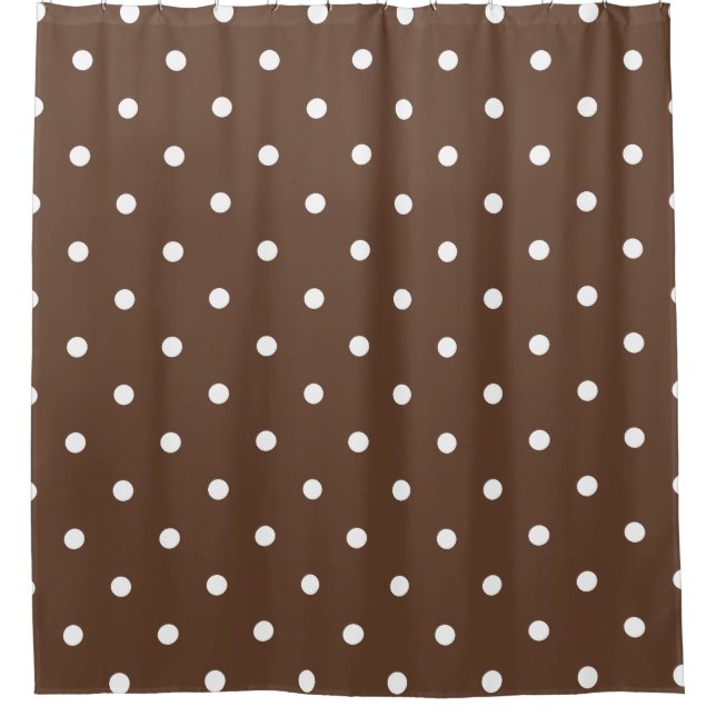 Rideaux De Douche Petit Motif Pois : Brun (Devant)
