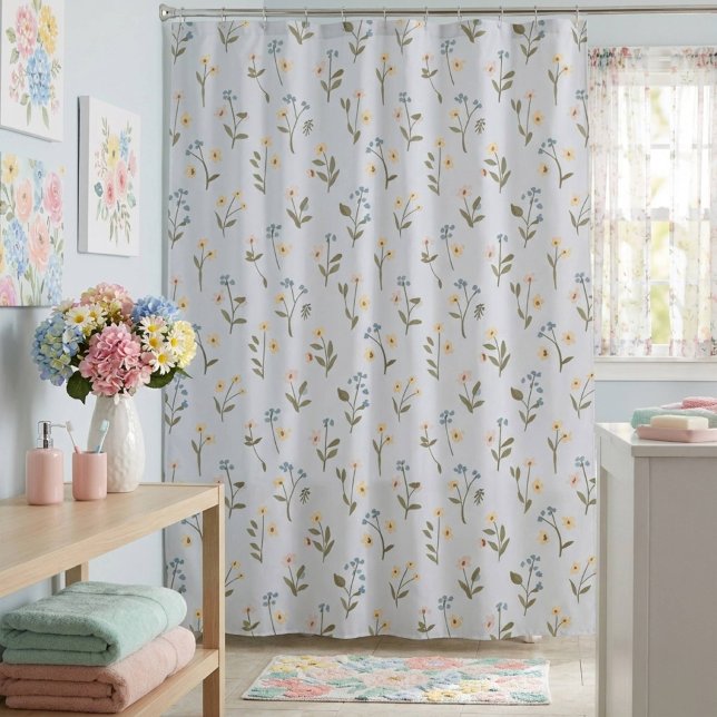 Rideaux De Douche Petite Fleur Sauvage Bleue Clair (Créateur téléchargé)