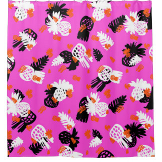 Rideaux De Douche Petite motif ditée aux motifs tropicaux, draine à