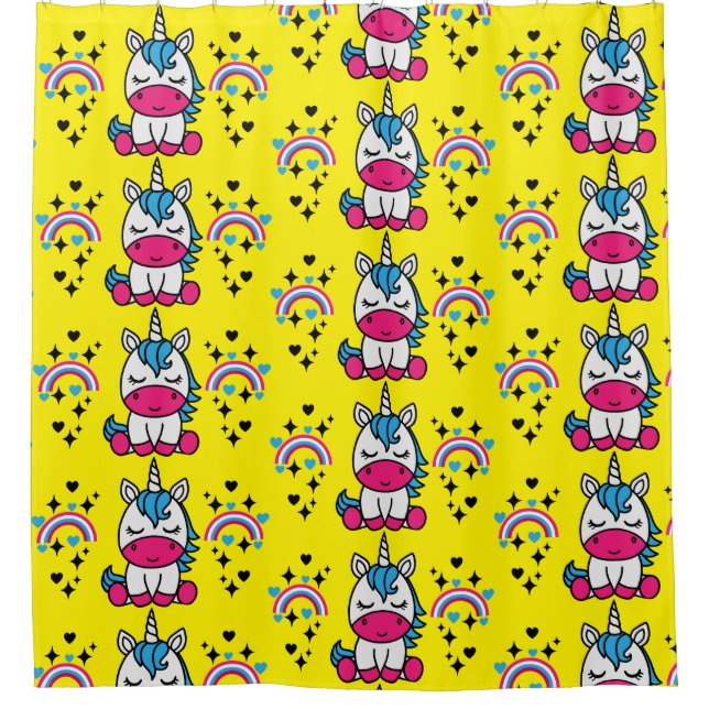 Rideaux De Douche Petites filles Unicorn Pony (Devant)