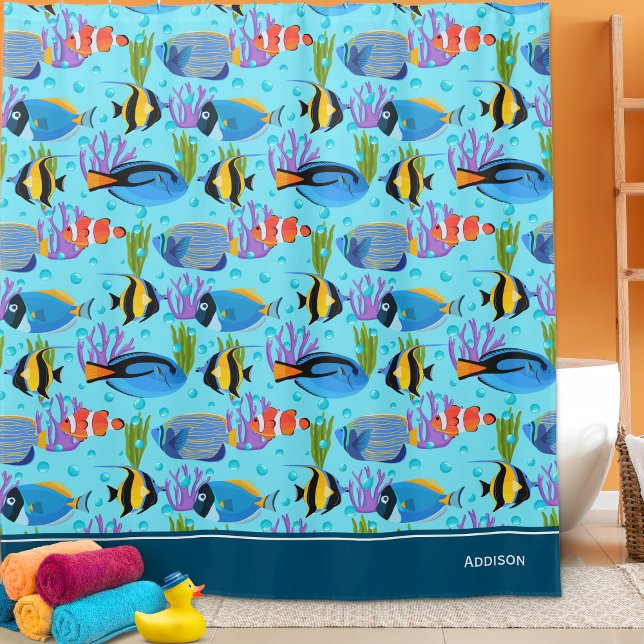 Rideaux De Douche Petits Enfants Ocean Fish Salle de bain Motif (Créateur téléchargé)