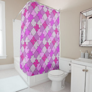Rideaux De Douche Petits morceaux roses denteux diagonaux espiègles
