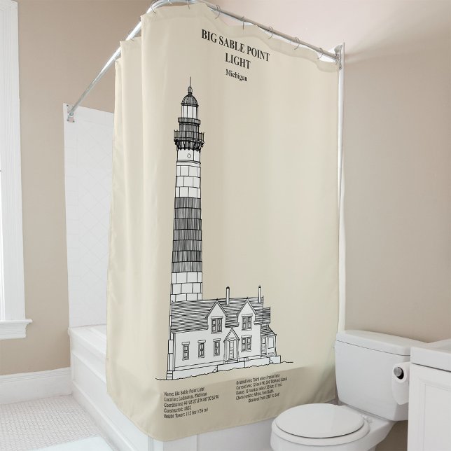 Rideaux De Douche Phare de Big Sable Point - Michigan - SBD (Big Sable Point Lighthouse - Michigan - SBD. Shower Curtain)
