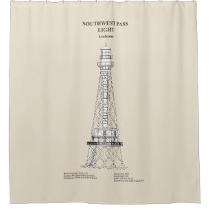 Rideaux De Douche Phare de Southwest Pass - Louisiana - SBD