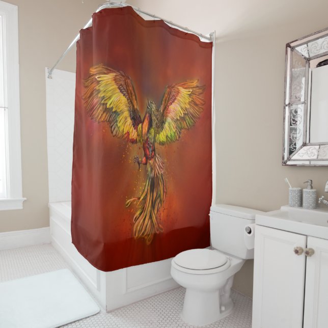 Rideaux De Douche Phoenix Rising - ciel rouge (En situation)