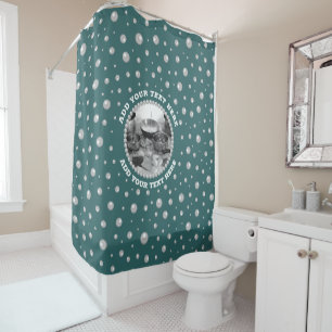 Rideaux De Douche Photo personnalisé avec Cercles de Perles sur Fond