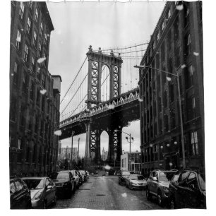 RIDEAUX DE DOUCHE PHOTOGRAPHE GRAYSCALE DU BRIDGE DE BROOKLYN