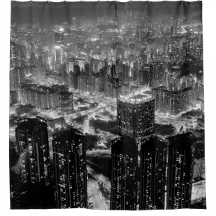 Rideaux De Douche Photographie d'art de la ville de Hong Kong en con