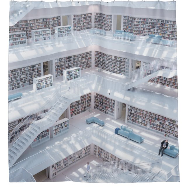 RIDEAUX DE DOUCHE PHOTOGRAPHIE DE BIBLIOTHÈQUE DE HAUTE AUGMENTATION (Devant)