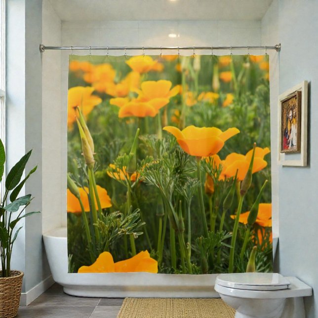 Rideaux De Douche Photographie de correction de pavot de Californie (Colorful California Poppy photograph shower curtain)