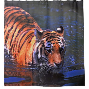 RIDEAUX DE DOUCHE PHOTOGRAPHIE DE TIGRE BROWN ET NOIR À PEU PRÈS CON
