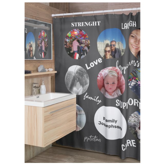 Rideaux De Douche Photos de famille gris (Créateur téléchargé)