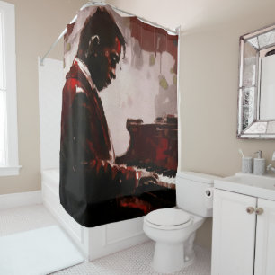 Rideaux De Douche Pianiste de bar de nuit