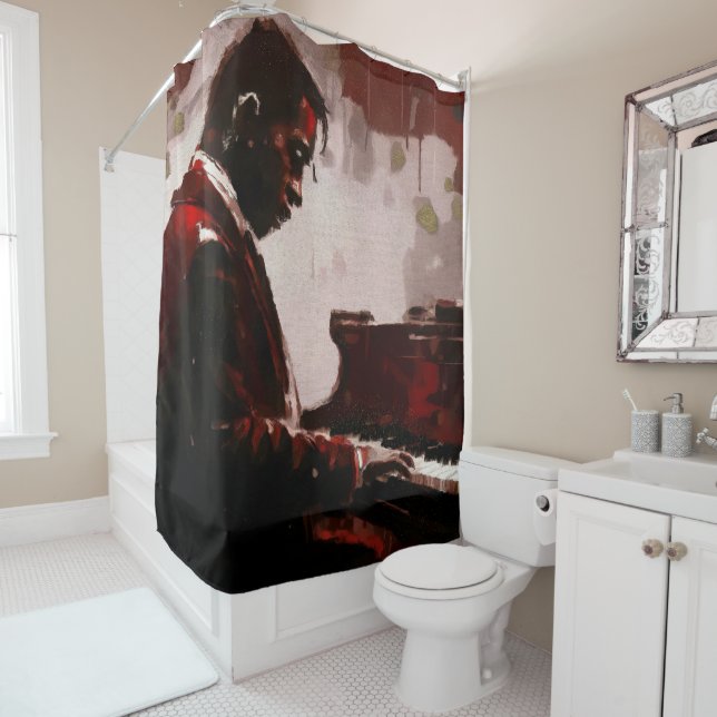 Rideaux De Douche Pianiste de bar de nuit (En situation)