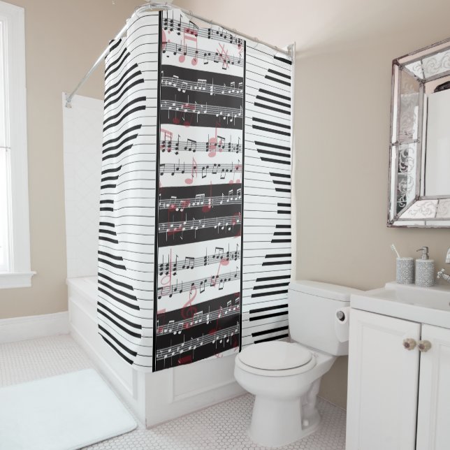 Rideaux De Douche piano et musique partition 2 piano (En situation)
