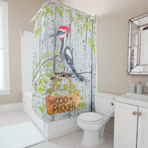 Rideaux De Douche Pic boisé Amis de la forêt aquarelle