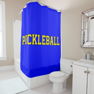 Rideaux De Douche PICKLEBALL Jaune clair et brillant sur bleu vif